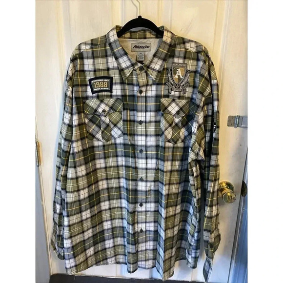 ABALANCHE Men 3XL Plaid Embroidered Long Sleeve Button Up Pocket Western Cowboy - Picture 11 of 11